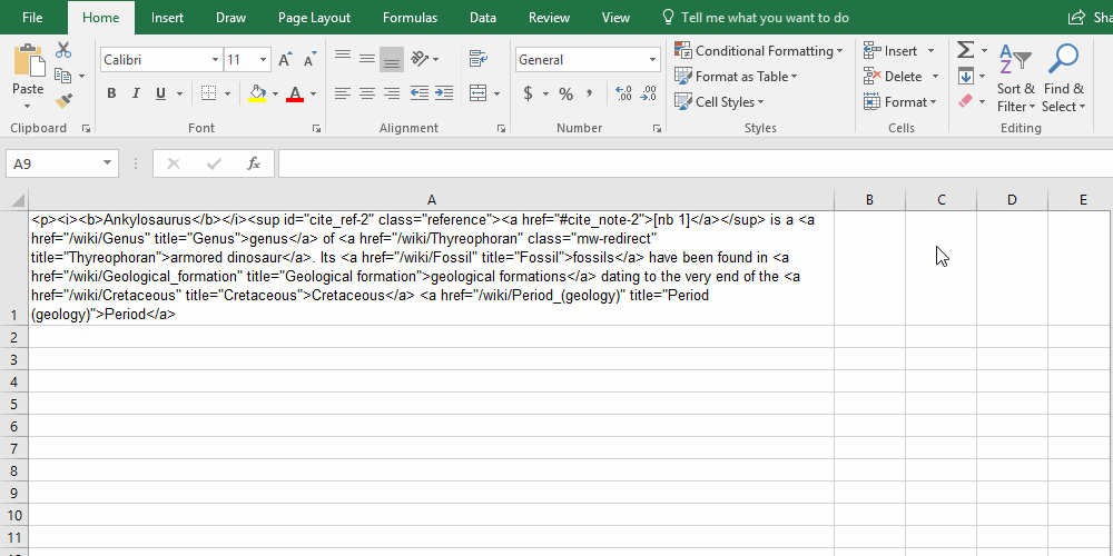 Remove HTML from Excel or Google Sheets