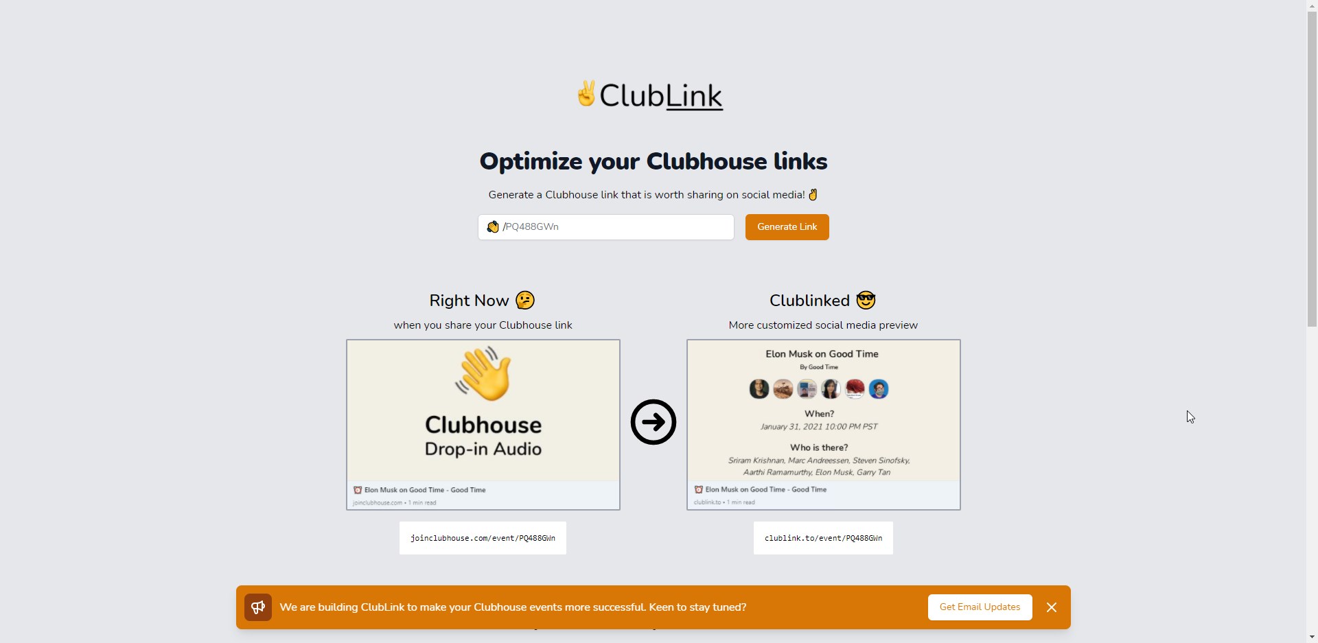 Use ClubLink to Share Clubhouse Links with Better Social Media Preview