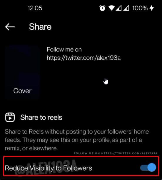 Instagram Is Working On The Reduce Visibility To Followers Option When  Sharing A Reel