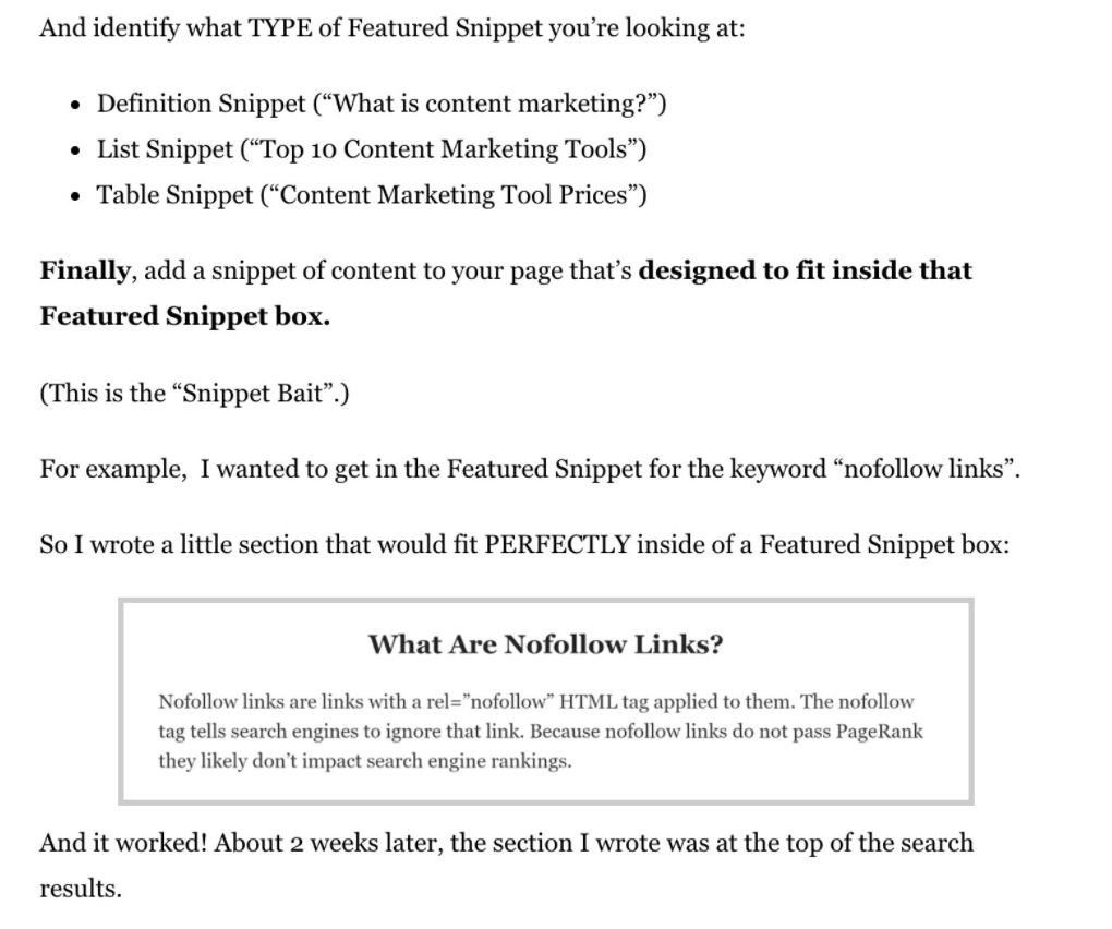 Snippet Bait SEO Tactic