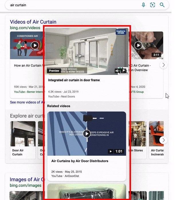 Bing Search Video Tests Expand To Show Related Videos