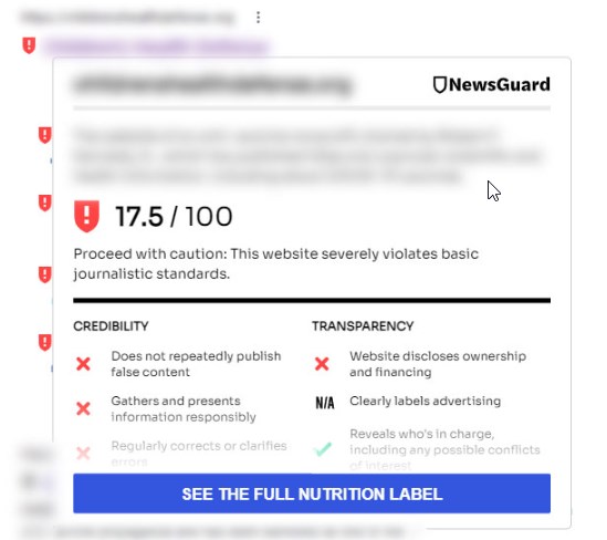 How NewsGuard’s nutritional labels can help publishers avoid manual actions for medical content violations (Google News and Discover)