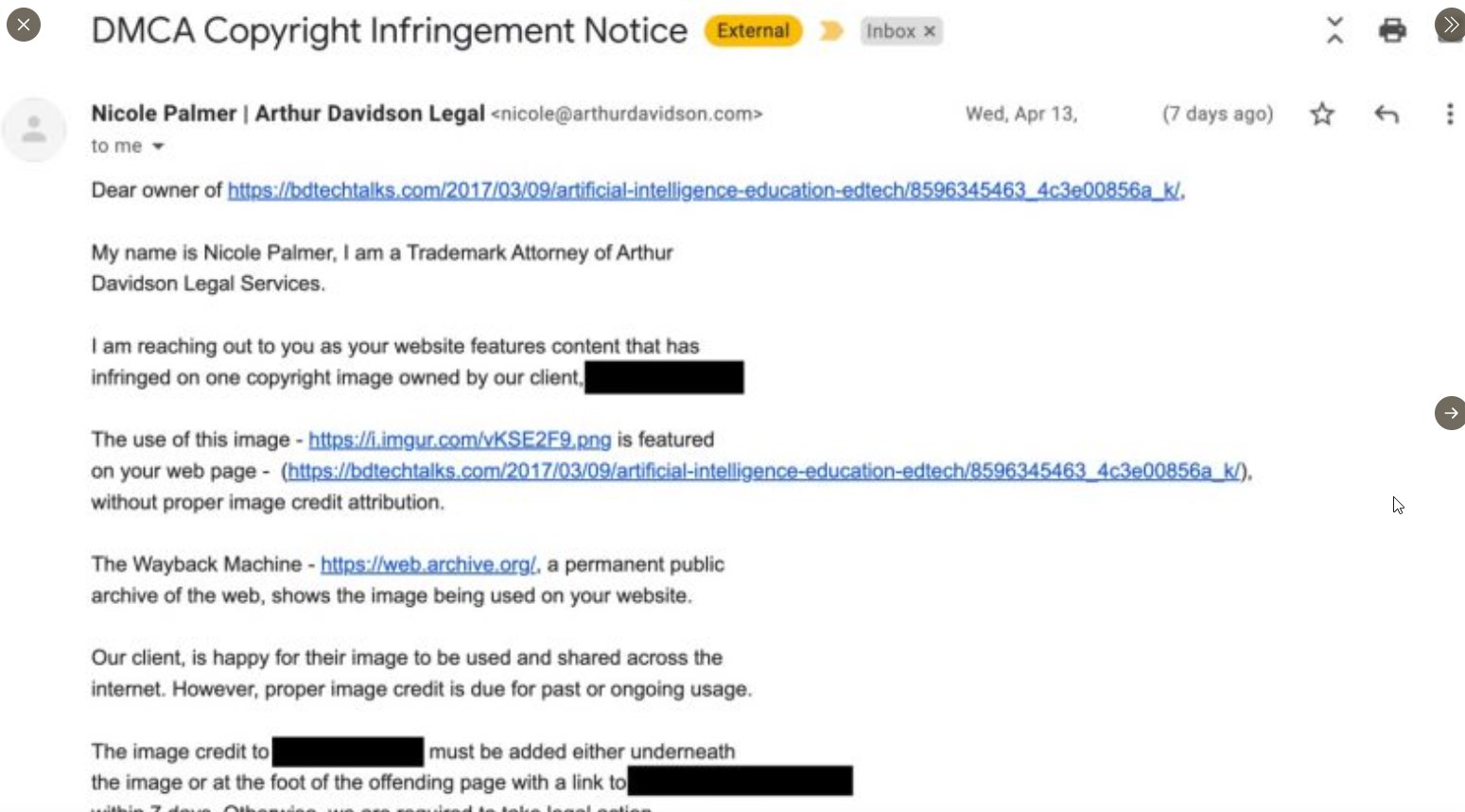 Scammers Are Using Fake DMCA  Requests Using AI Generated Lawyers To Demand For Links