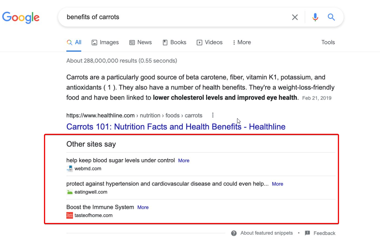 Google Tests Other Sites Say SERP Feature for Featured Snippets