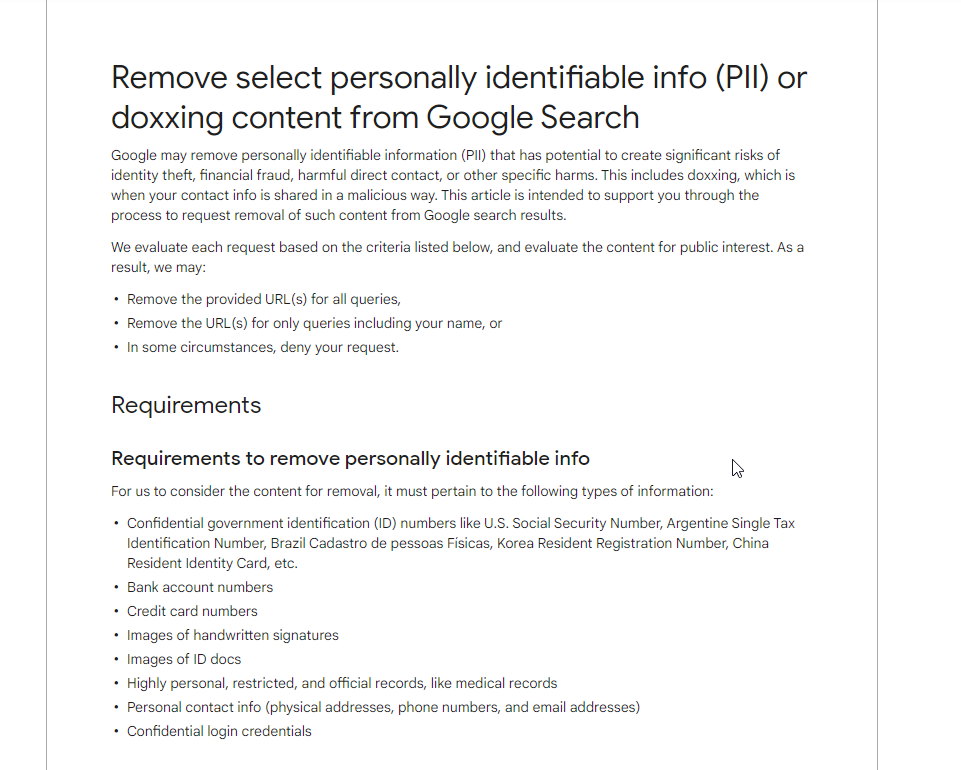 Google Updates Policy To Allow Users To Request Removal Of Phone Number, Email Address, Etc From Search