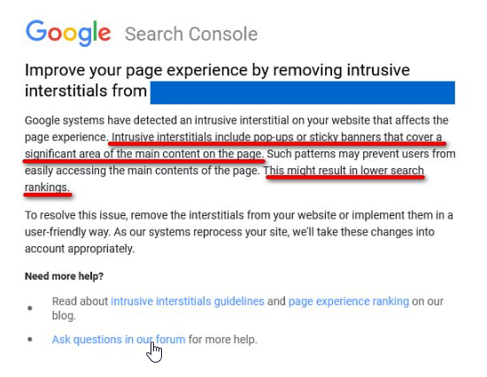 Google Search Console Is Sending Out Intrusive Interstitials Emails To Many Users Today