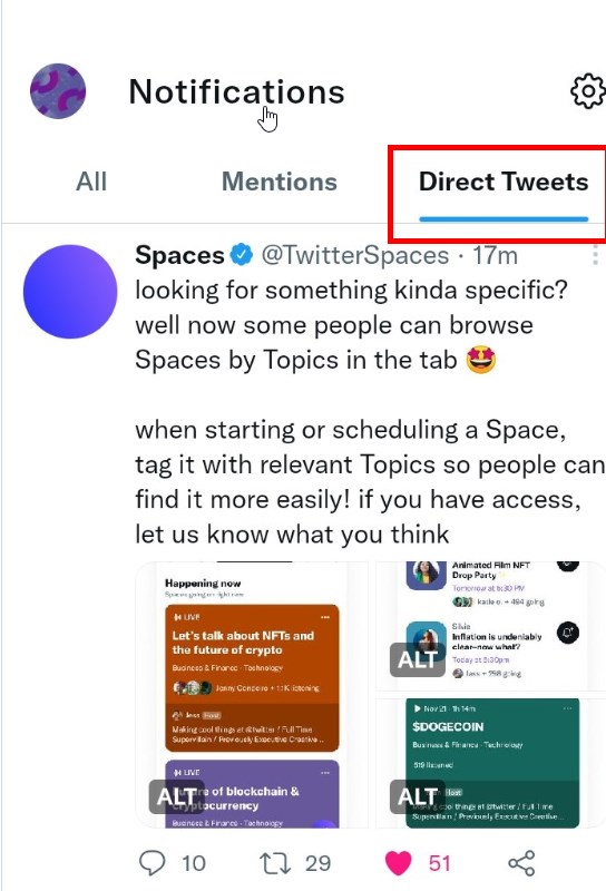 Twitter Testing A Direct Tweets Notifications Tab
