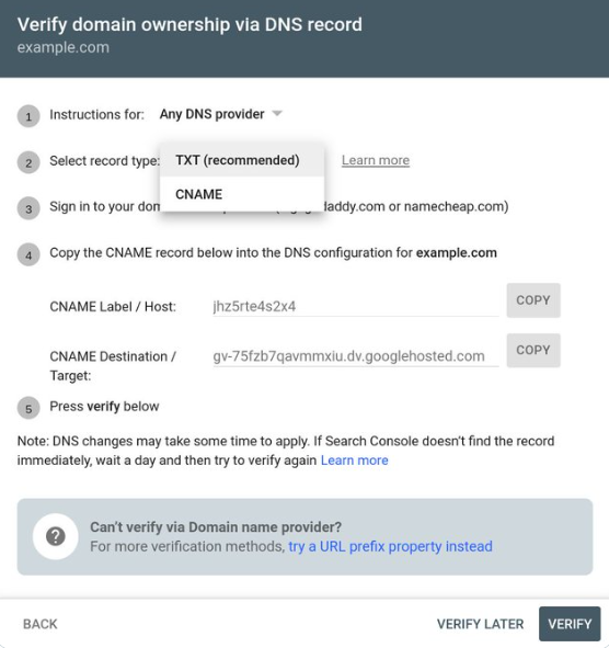 You Can Now Verify Your Website On Google Search Console Using A DNS CNAME Record